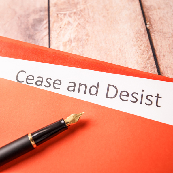 cessar e desistir contra um falsificador na amazon